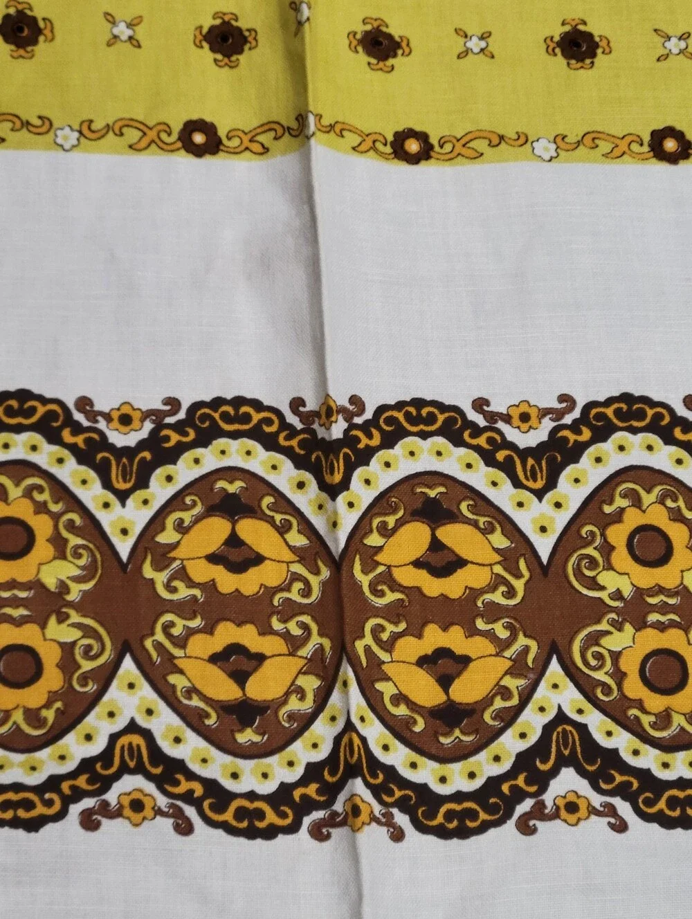 Vtg 1970s Cotton Linen Tablecloth Retro Geometric MCM 58 X 74 Square